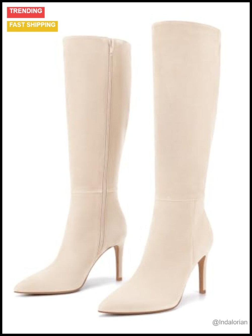 Knee High Boots Pointed Toe Stiletto Heel Faux Suede Tall Dress Boots